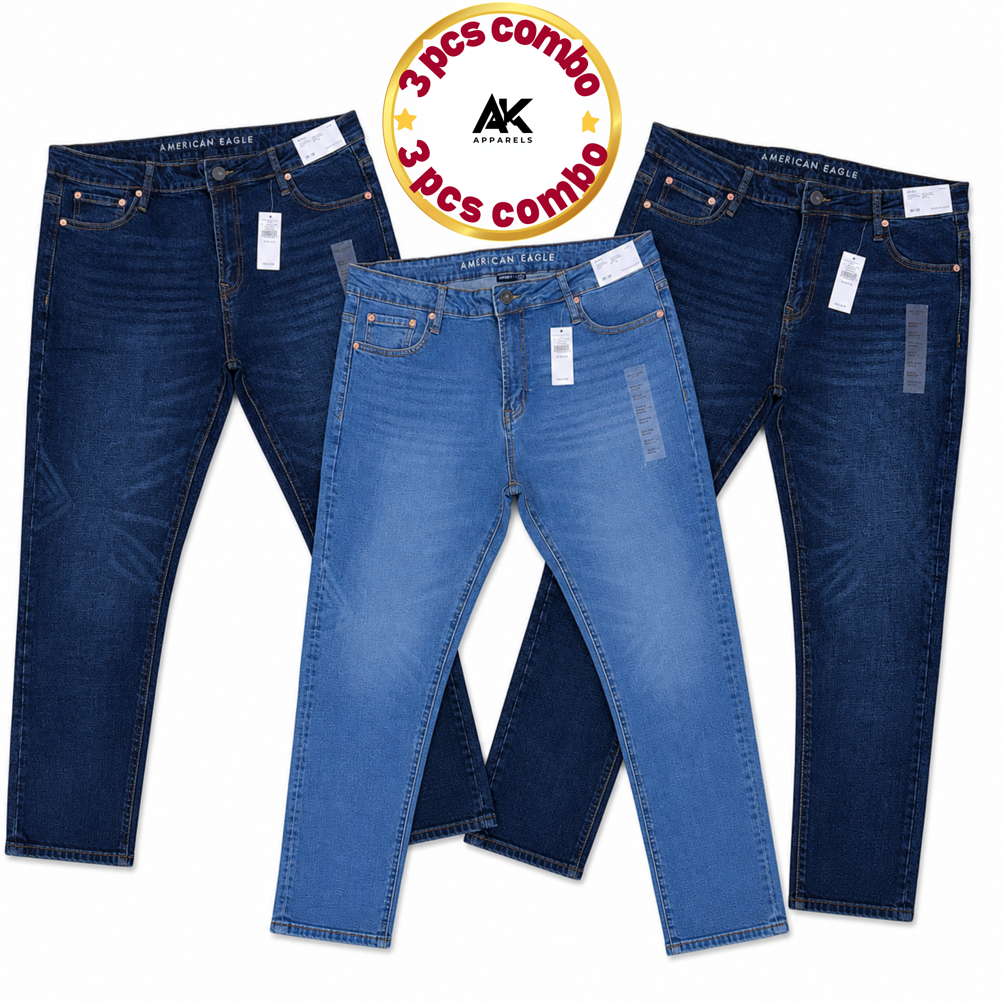 American Eagle Export Denim Deep Blue- Light Blue-Deep Blue Combo